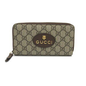 Gucci Neo GG Supreme Round Long Wallet Canvas Brown